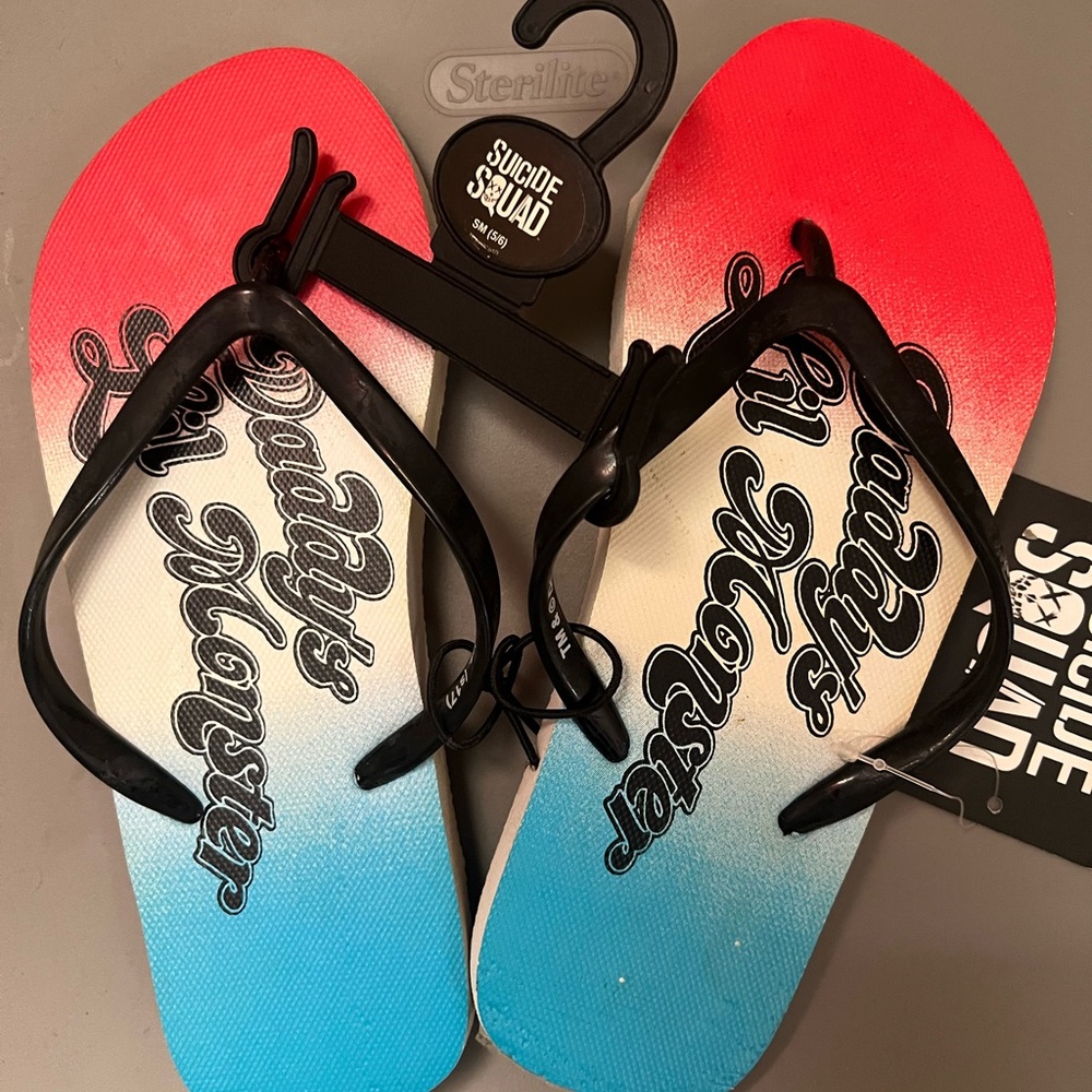 DC Comics Red and Blue Sandals Vibrant Gradient Design